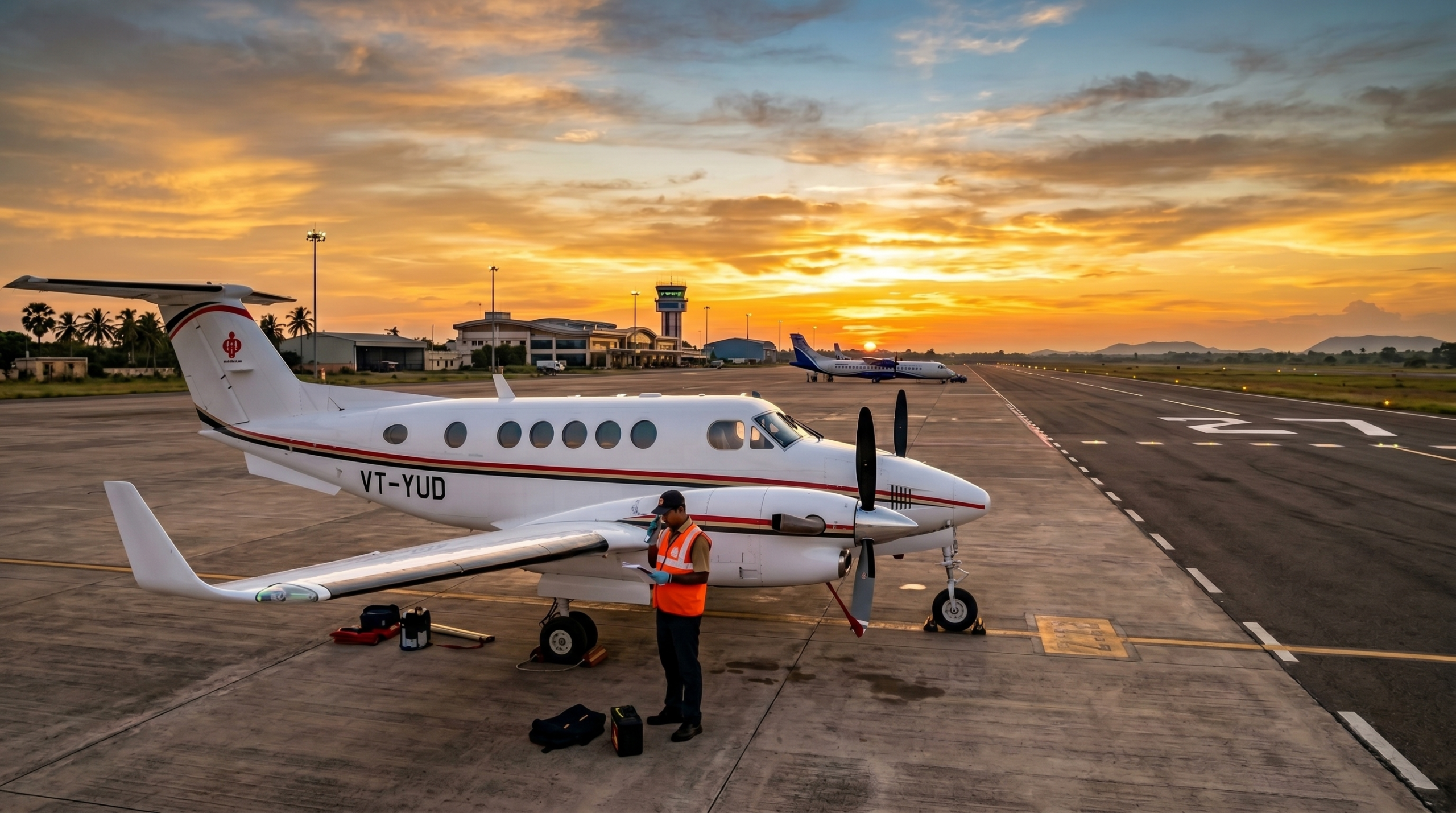 Air Ambulance Service in Jharsuguda - Air Kalinga medevac aircraft ready for emergency takeoff at Veer Surendra Sai Airport JRG Odisha